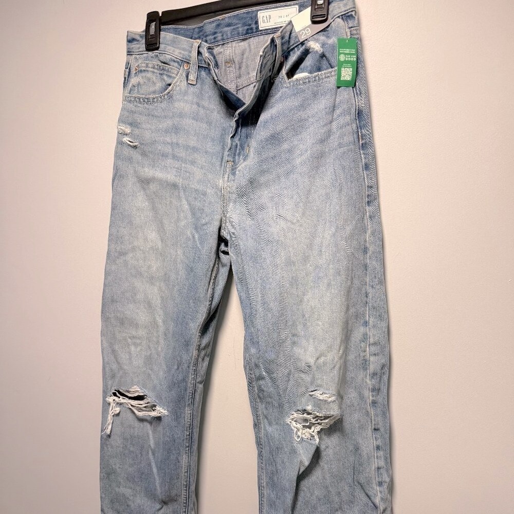 GAP 29/8T NWT Distressed Blue Mid Loose Jeans